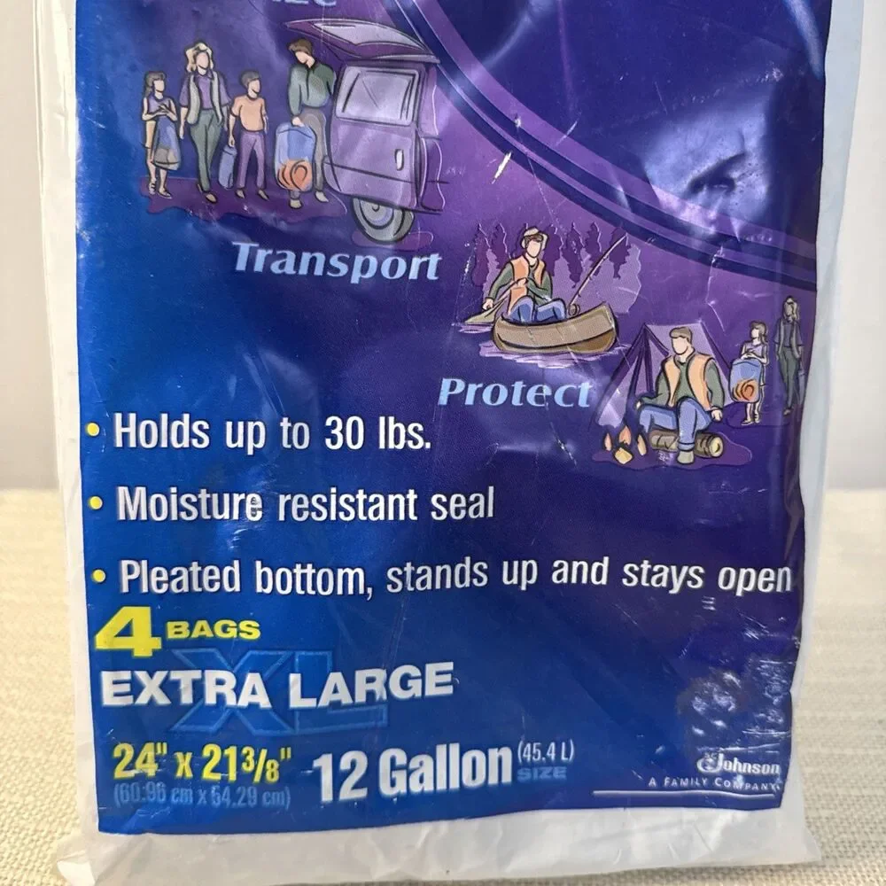 Ziploc Heavy Duty Big Bags 4 Count EXTRA LARGE 12 Gallon- 24” X 21 3/8” New